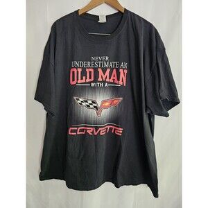 Vintage Corvette T Shirt Men's Black Never Underestimate an Old Man Size 3XL
